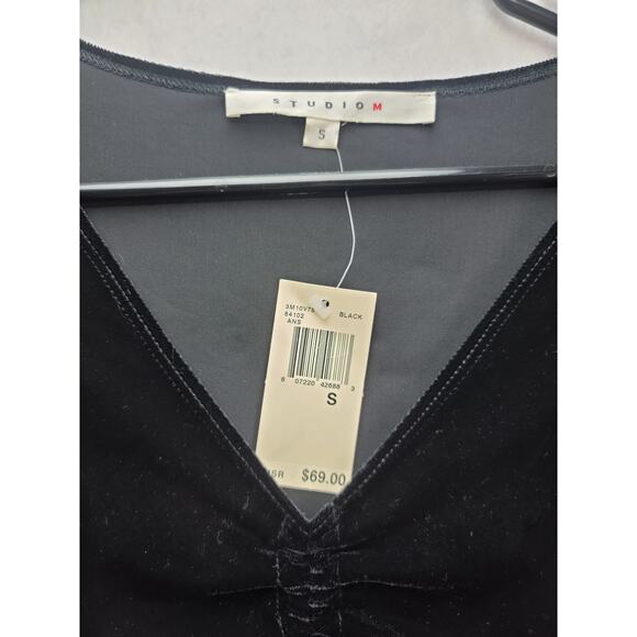 Studio M Black Velvet Blouse, Size S, NWT - Picture 7 of 10